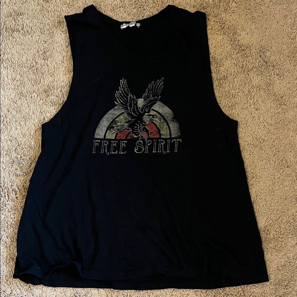 Express Black Free Spirit Graphic Muscle Tee